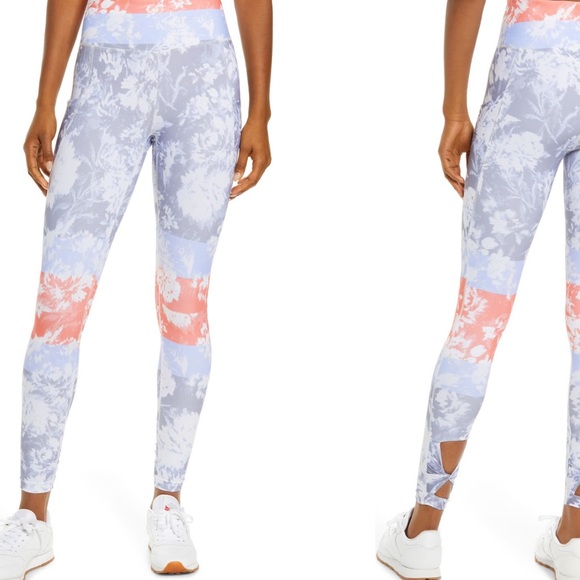 Free People Movement High-Rise Ankle Printed Wave Rider Cutouts Back Leggings - Picture 2 of 9